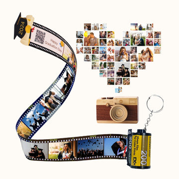 Personalized Customized Memory Retro Camera Film HD Photo Album Film Roll Keychain FG1 Voice Message Creative Birthday Valentine Christmas Graduation Friend Anniversary Gift Souvenir Customized Handmade