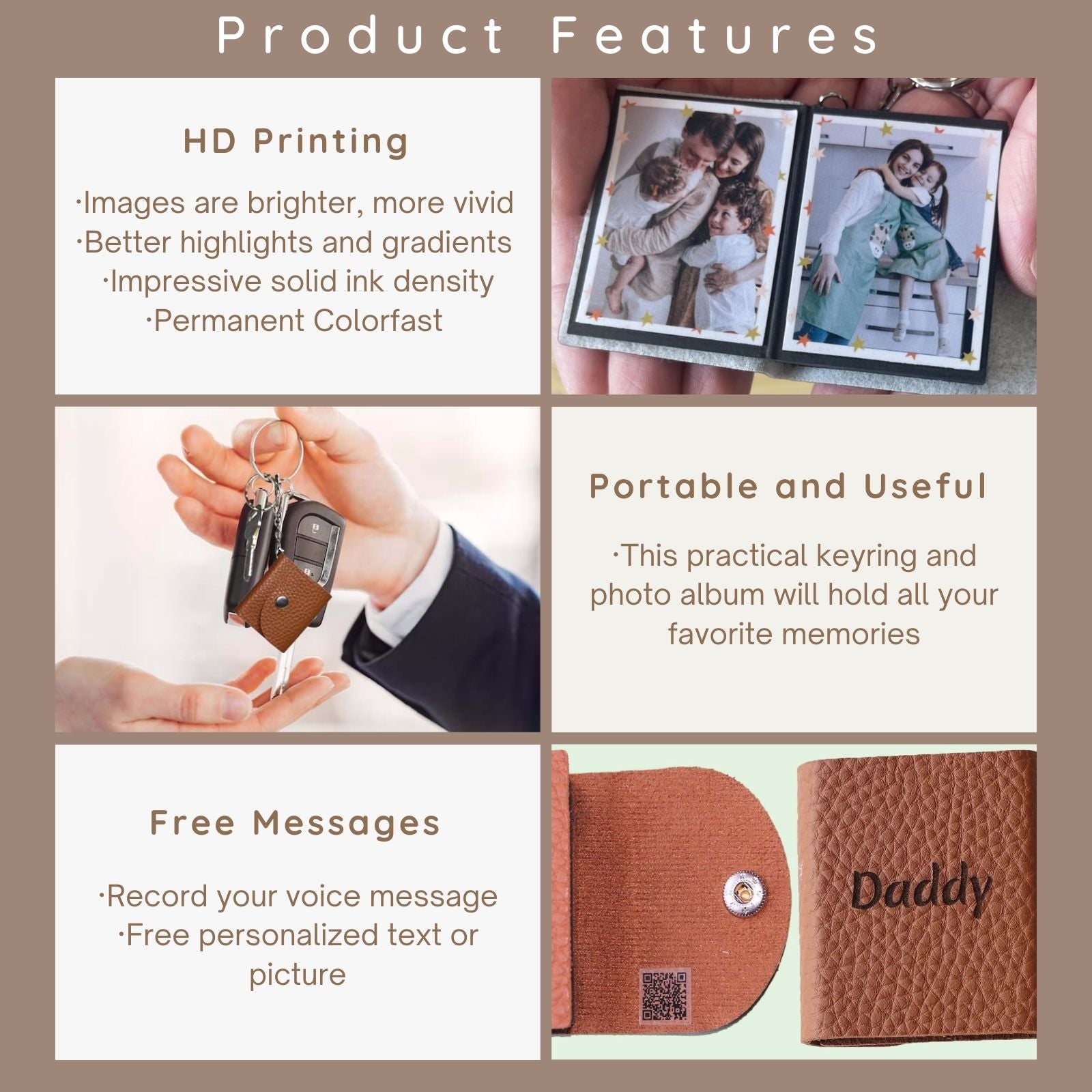 Personalized Mini Photo Keychain, Picture Keychains Personalized Album, Mini Cute Key Ring Keychain with Picture Book for Family, Boyfriend, Couples, Dog, Friends - uniqicon