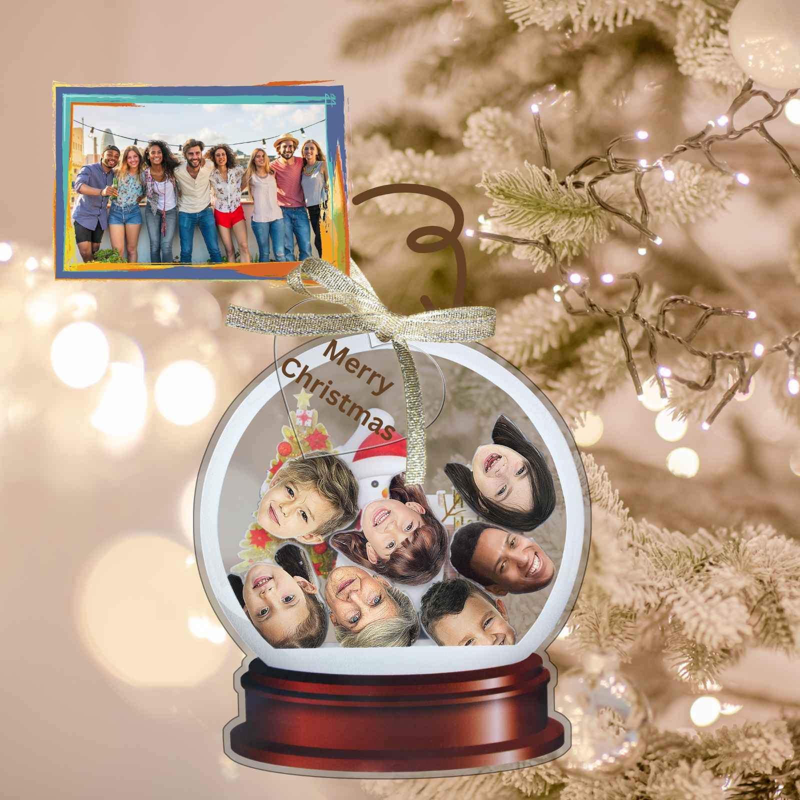 Personalized Photo Shaker Ornaments, 2024 Christmas Ball Tree Decorations Acrylic Bauble Ornament With Name Using My Photo, Xmas Décor Ornaments Personalized Memories For Christmas Family Keepsake - uniqicon