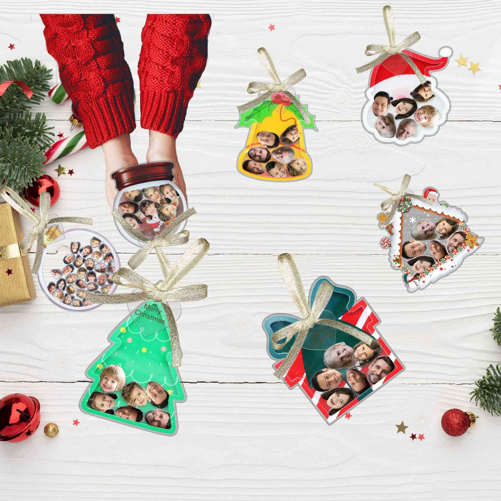 Personalized Photo Shaker Ornaments, 2024 Christmas Ball Tree Decorations Acrylic Bauble Ornament With Name Using My Photo, Xmas Décor Ornaments Personalized Memories For Christmas Family Keepsake - uniqicon