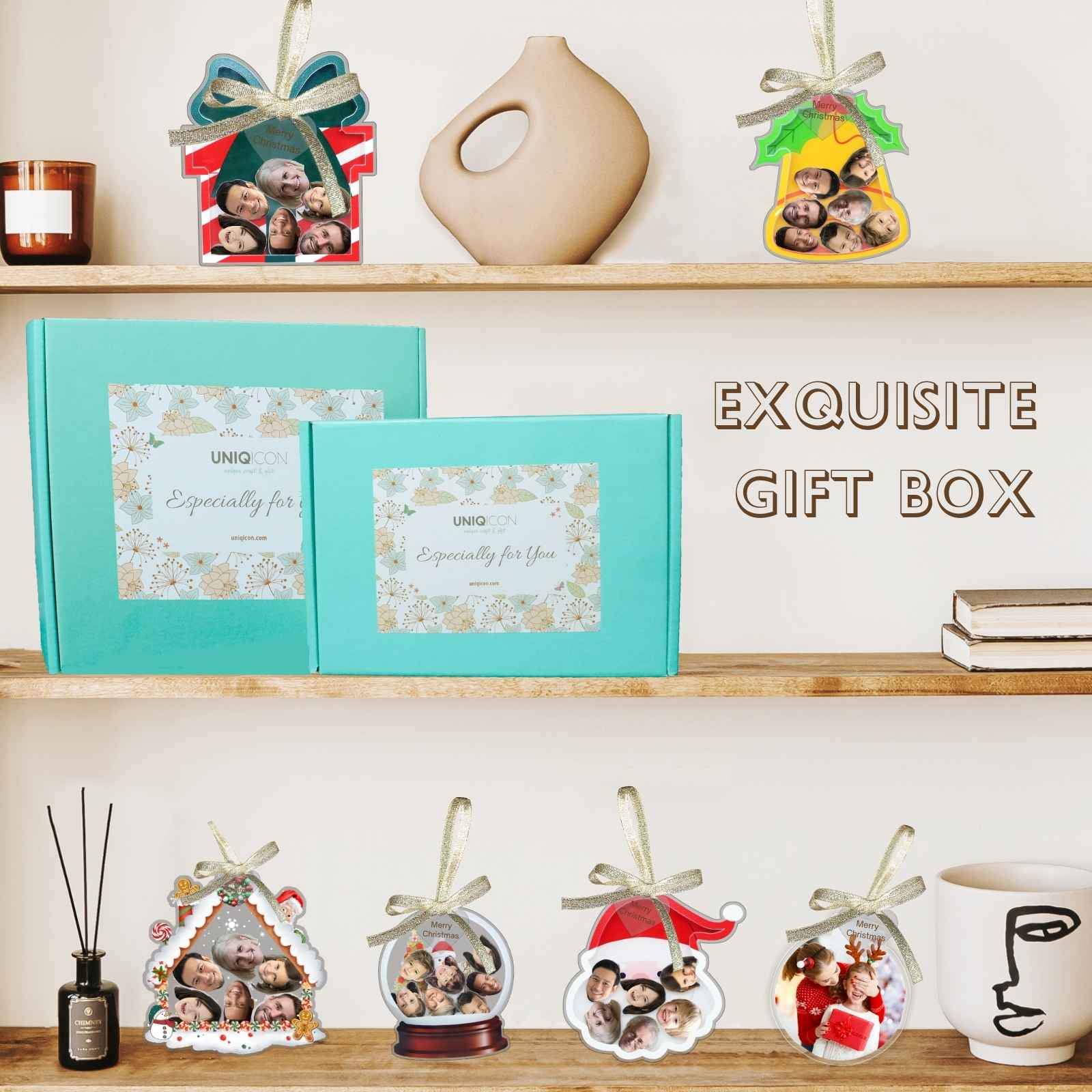 Personalized Photo Shaker Ornaments, 2024 Christmas Ball Tree Decorations Acrylic Bauble Ornament With Name Using My Photo, Xmas Décor Ornaments Personalized Memories For Christmas Family Keepsake - uniqicon