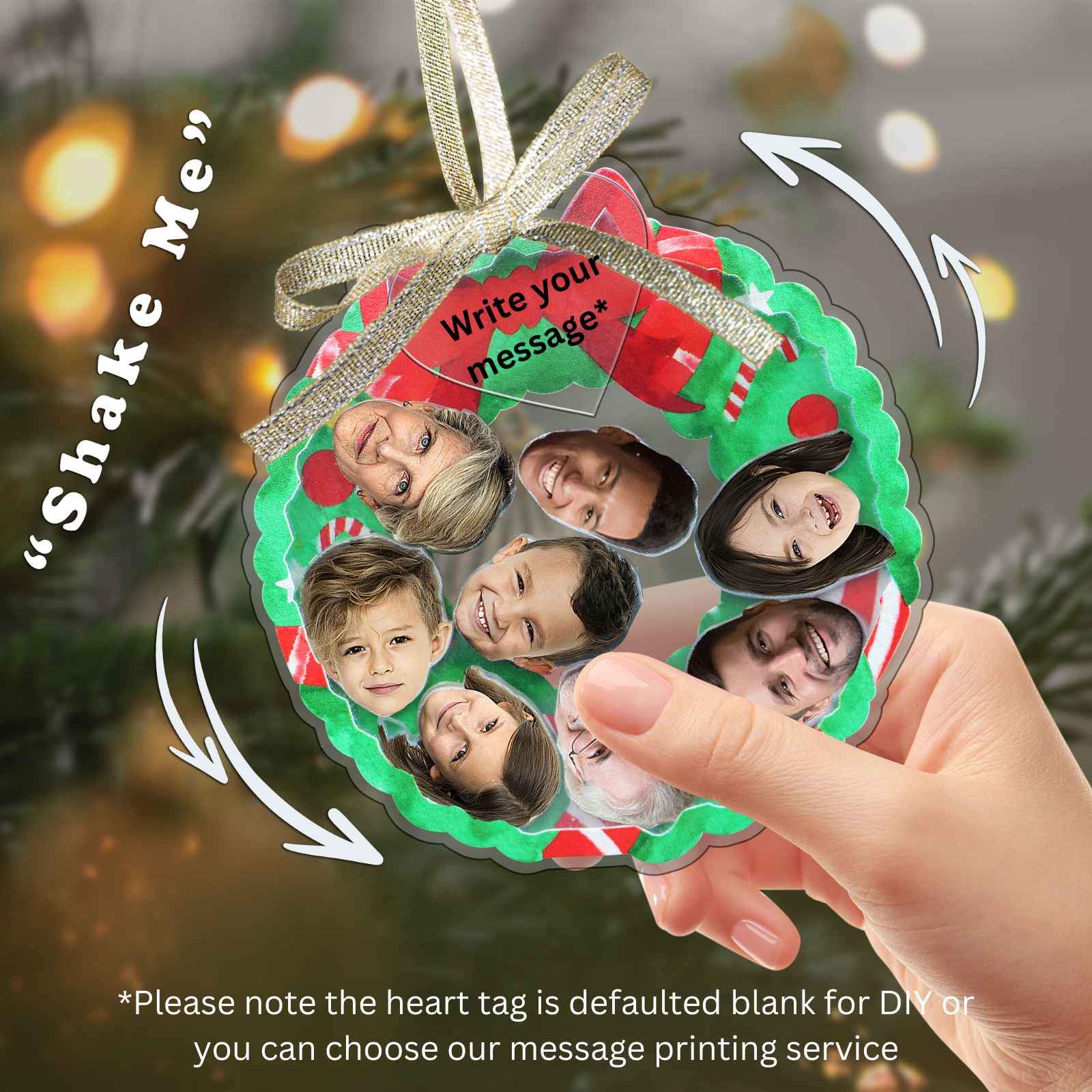 Personalized Photo Shaker Ornaments, 2024 Christmas Ball Tree Decorations Acrylic Bauble Ornament With Name Using My Photo, Xmas Décor Ornaments Personalized Memories For Christmas Family Keepsake - uniqicon