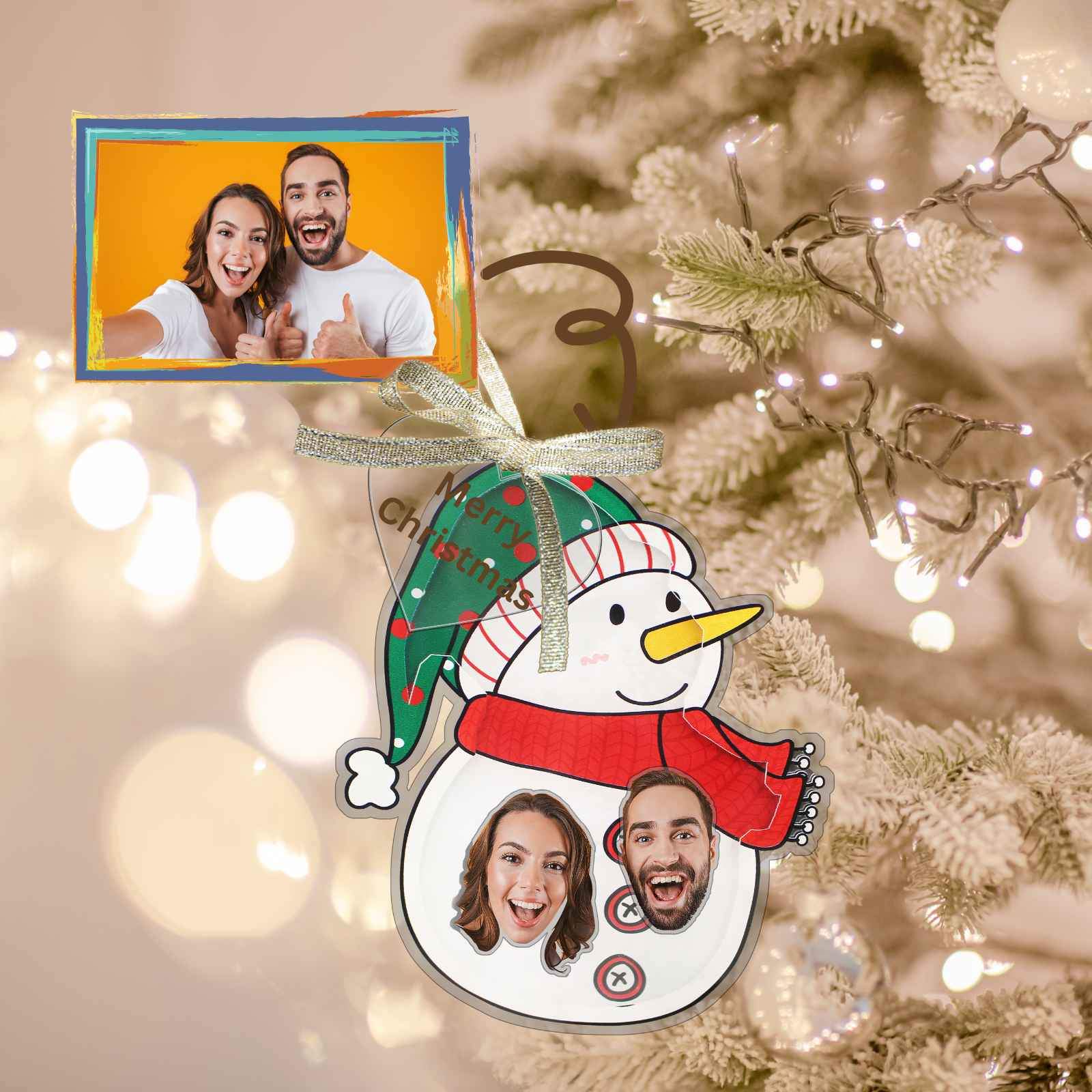 Personalized Photo Shaker Ornaments, 2024 Christmas Ball Tree Decorations Acrylic Bauble Ornament With Name Using My Photo, Xmas Décor Ornaments Personalized Memories For Christmas Family Keepsake - uniqicon