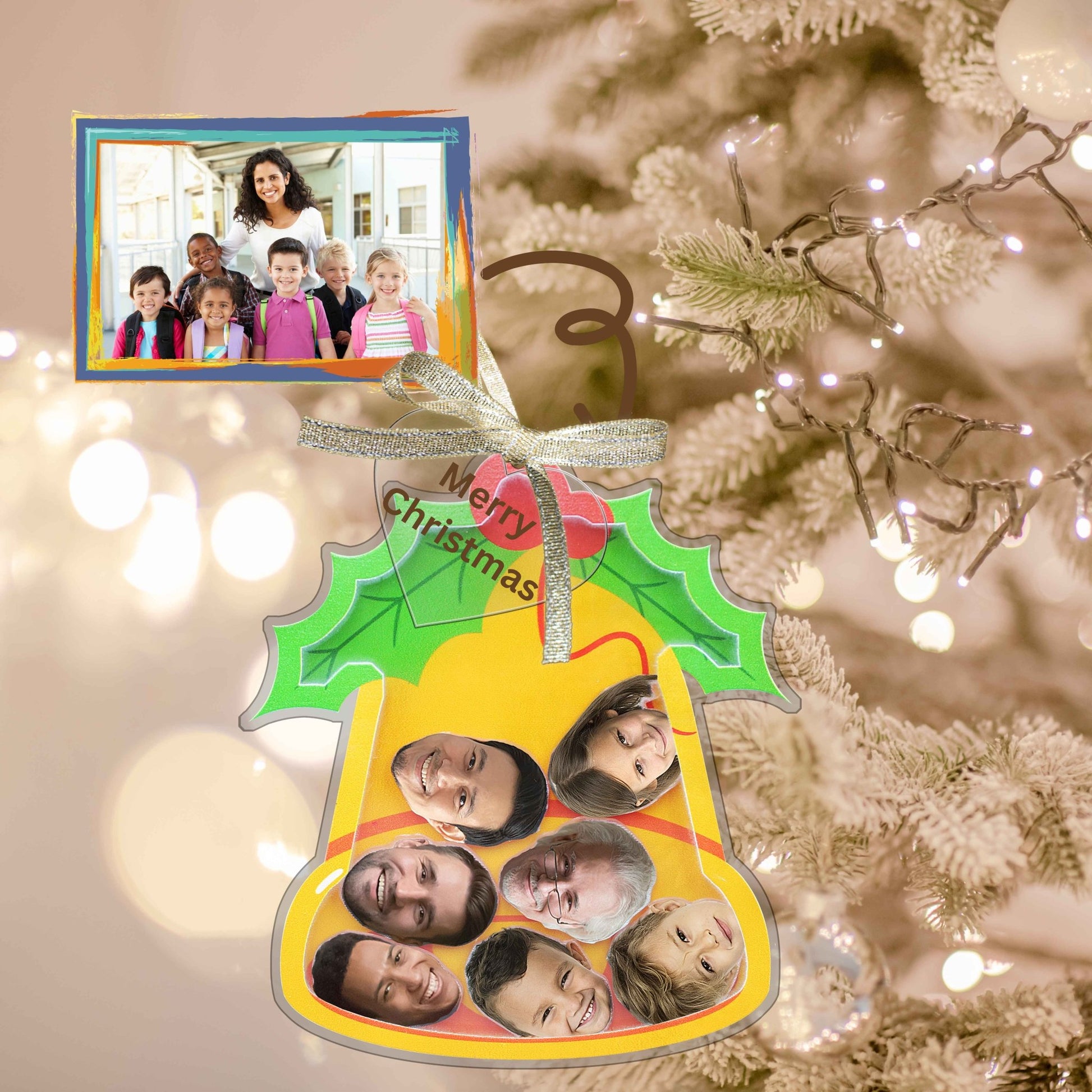 Personalized Photo Shaker Ornaments, 2024 Christmas Ball Tree Decorations Acrylic Bauble Ornament With Name Using My Photo, Xmas Décor Ornaments Personalized Memories For Christmas Family Keepsake - uniqicon