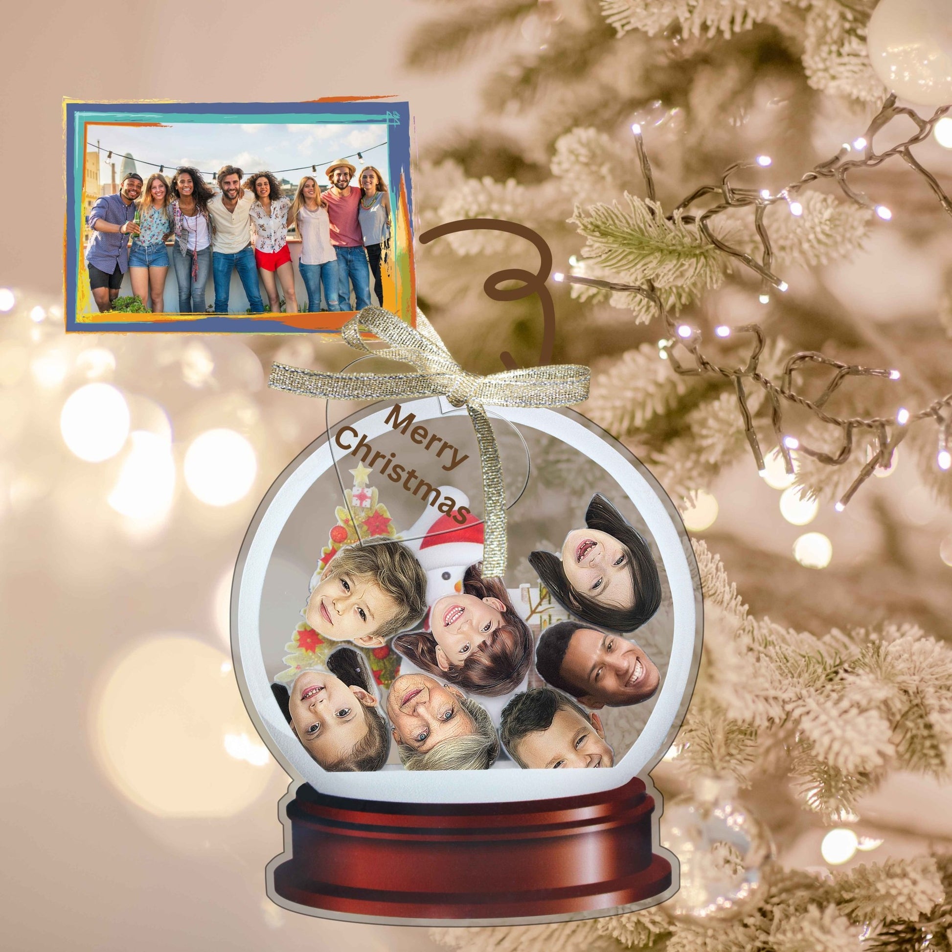Personalized Photo Shaker Ornaments, 2024 Christmas Ball Tree Decorations Acrylic Bauble Ornament With Name Using My Photo, Xmas Décor Ornaments Personalized Memories For Christmas Family Keepsake - uniqicon