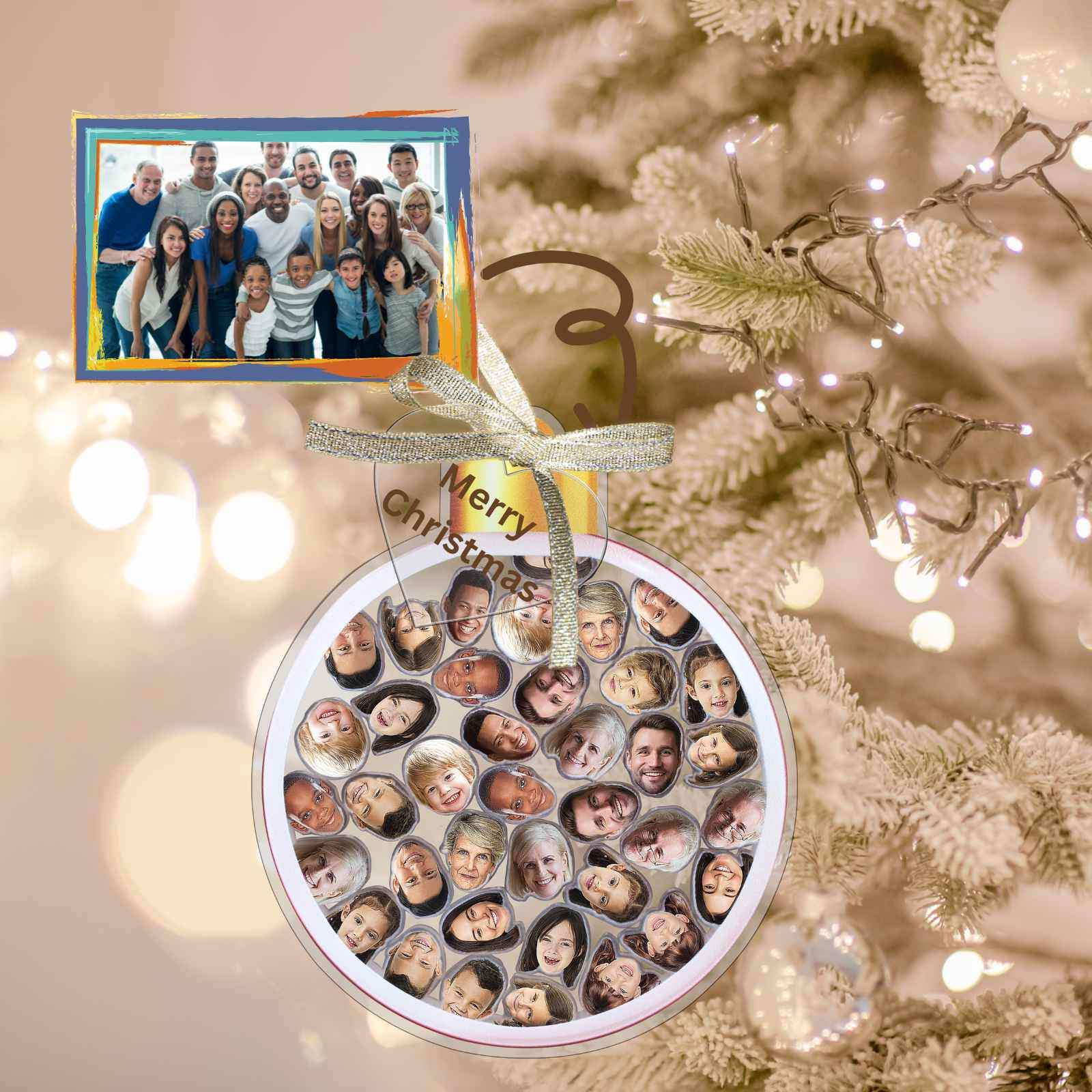 Personalized Photo Shaker Ornaments, 2024 Christmas Ball Tree Decorations Acrylic Bauble Ornament With Name Using My Photo, Xmas Décor Ornaments Personalized Memories For Christmas Family Keepsake - uniqicon