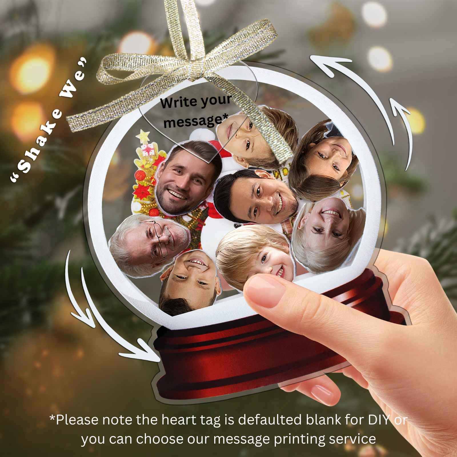 Personalized Photo Shaker Ornaments, 2024 Christmas Ball Tree Decorations Acrylic Bauble Ornament With Name Using My Photo, Xmas Décor Ornaments Personalized Memories For Christmas Family Keepsake - uniqicon