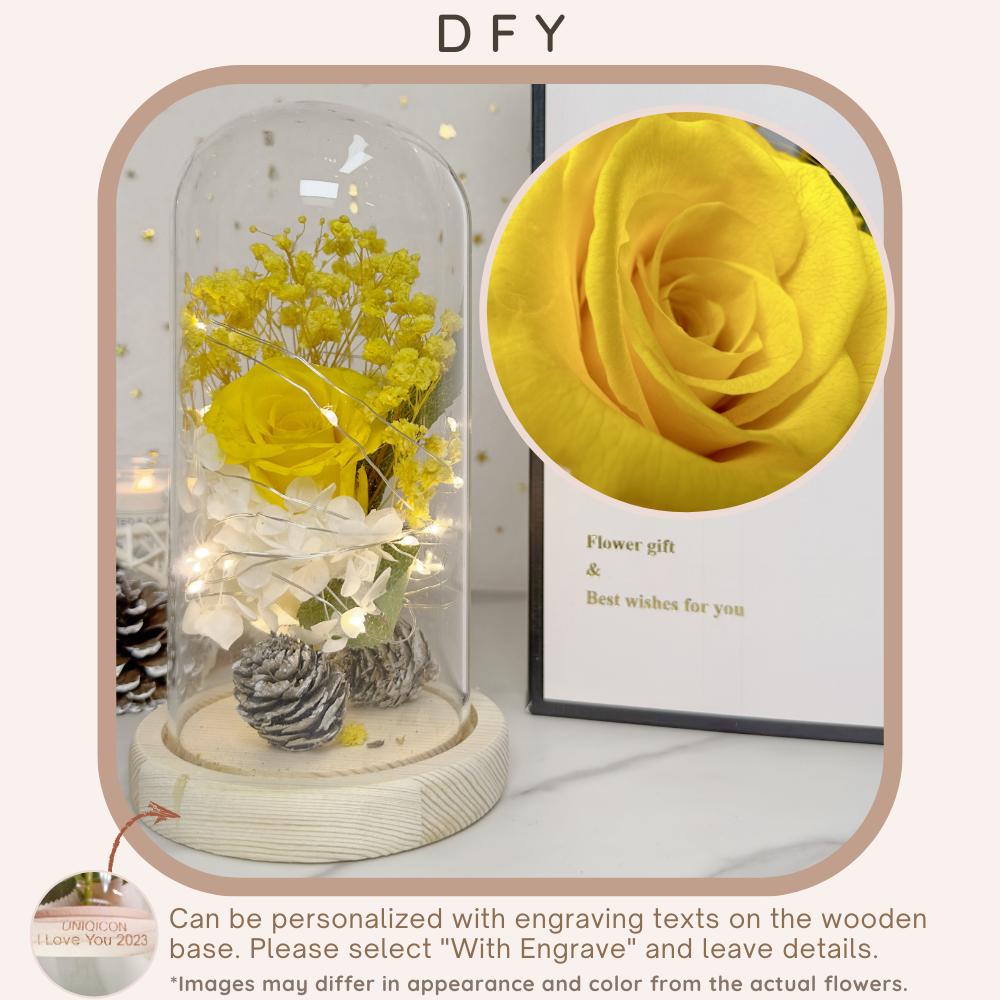 Anniversary & Valentine's Day Gifts For Mom Women, Personalized Rose Lamp, Mother's Day, Birthday Presents For Mom,Girlfriends & Wives Handmade Roses Flowers Galaxy Eternal Enchanted Rose Glass Dome With Message DF - uniqicon