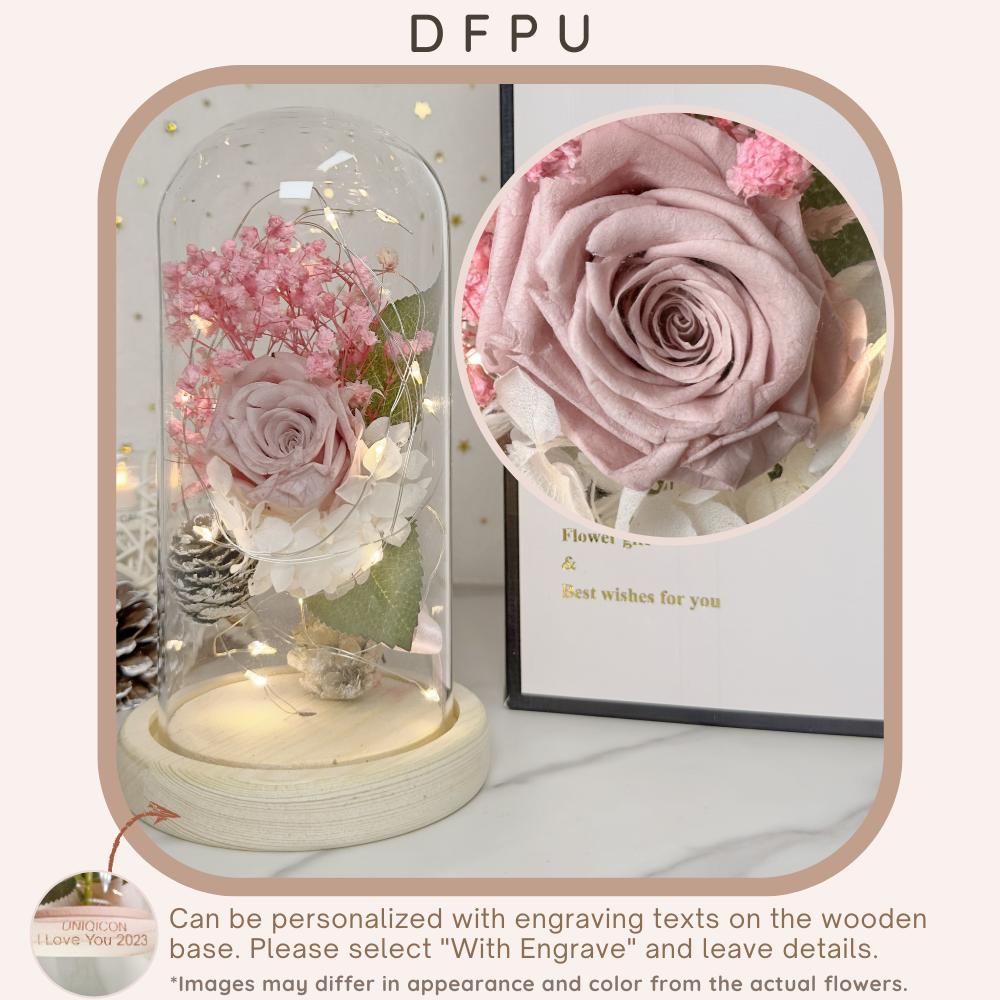 Anniversary & Valentine's Day Gifts For Mom Women, Personalized Rose Lamp, Mother's Day, Birthday Presents For Mom,Girlfriends & Wives Handmade Roses Flowers Galaxy Eternal Enchanted Rose Glass Dome With Message DF - uniqicon