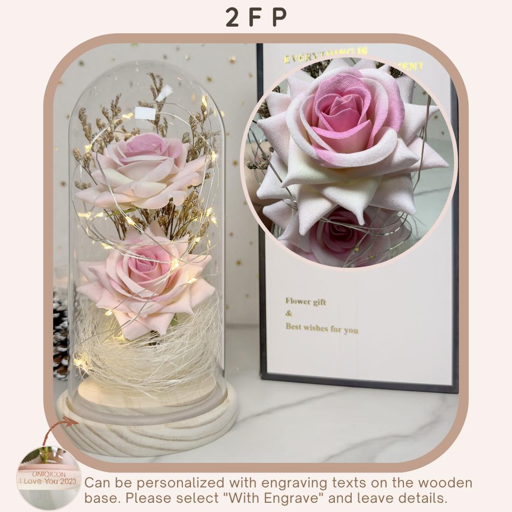 Anniversary & Valentine's Day Gifts For Mom Women, Personalized Rose Lamp, Mother's Day, Birthday Presents For Mom,Girlfriends & Wives Handmade Roses Flowers Galaxy Eternal Enchanted Rose Glass Dome With Message 2F - uniqicon