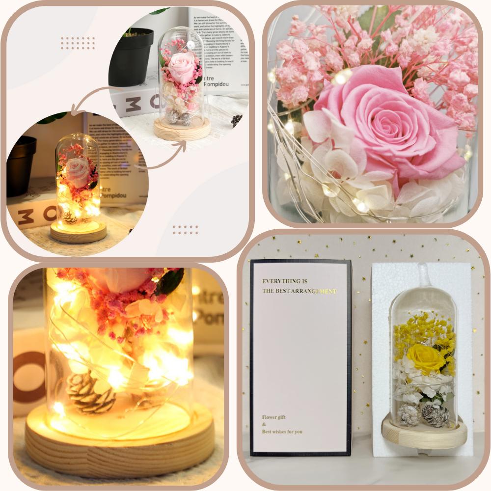 FIACO Preserved Rose Eternal Flower With 'I Love You' Necklace - Birthday Gift For Women In Jewelry Box