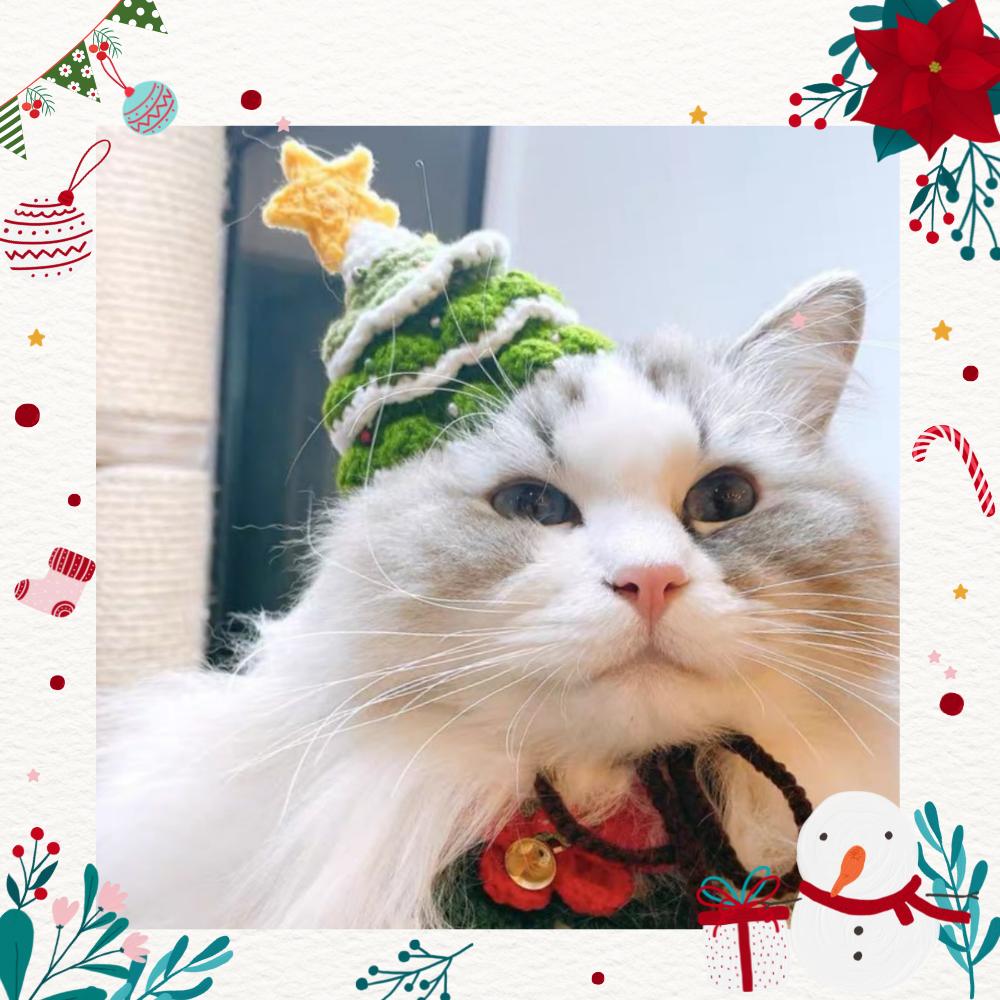Funny Handmade Knitted Warm Dog Kitten Cat Pet Christmas Gifts Costumes, Knit Accessories Stuff, Xmas Cosplay Party Outfit Clothes With Santa Claus Cap Costume For Small Medium Dogs Cats Top Hat - uniqicon