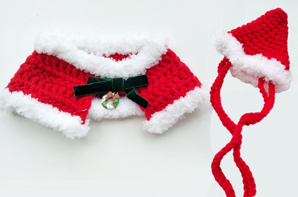 Funny Handmade Knitted Warm Dog Kitten Cat Pet Christmas Gifts Costumes, Knit Accessories Stuff, Xmas Cosplay Party Outfit Clothes With Santa Claus Cap Costume For Small Medium Dogs Cats Top Hat - uniqicon
