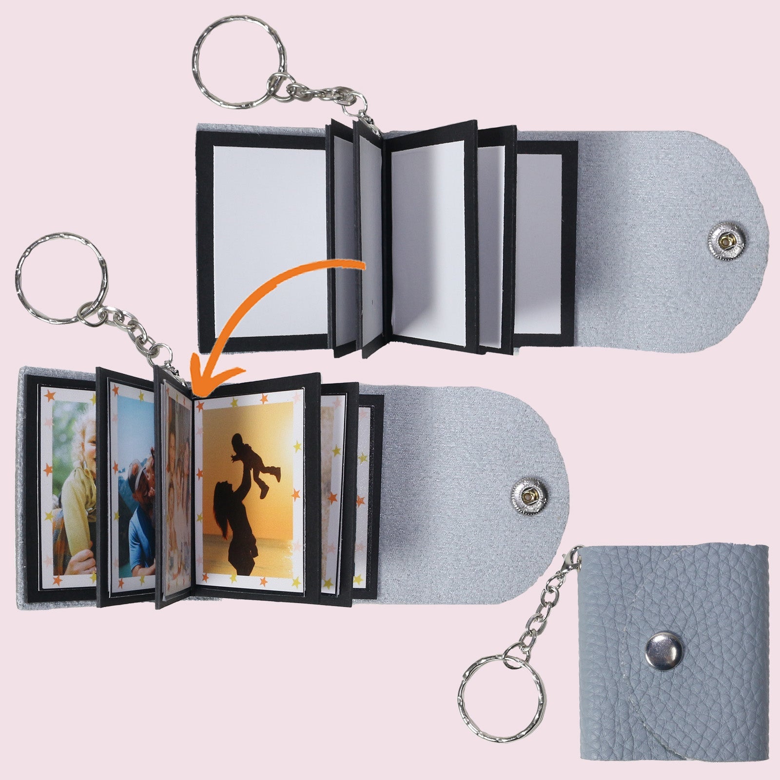  4 Pcs PVC Cover 1 inch Mini Photo Album Keychain with 16  Pockets Photo Card Holder for Memory Gift, Clear Glitter : Home & Kitchen