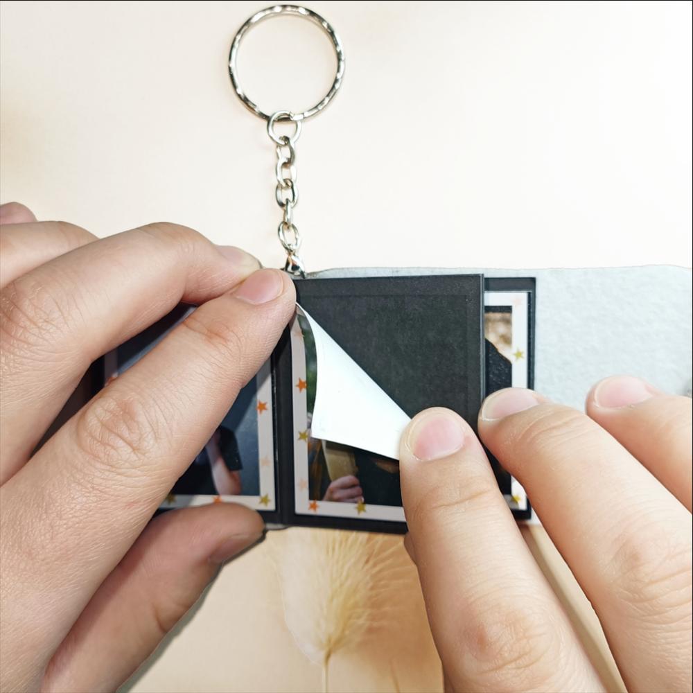 Mini Photo Keychain, DIY Small Custom Leather Memory Photo, Picture Keychains Personalized Album, Mini Cute Key Ring Keychain with Picture Book for Family, Boyfriend, Couples, Dog, Friends - uniqicon
