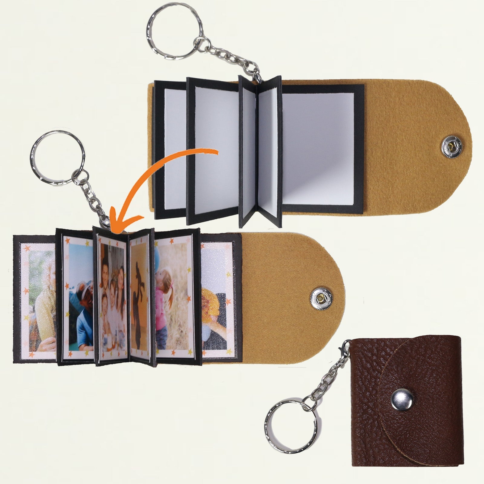 Mini Book Photo Album Leather Keychain - Personalized Gifts for