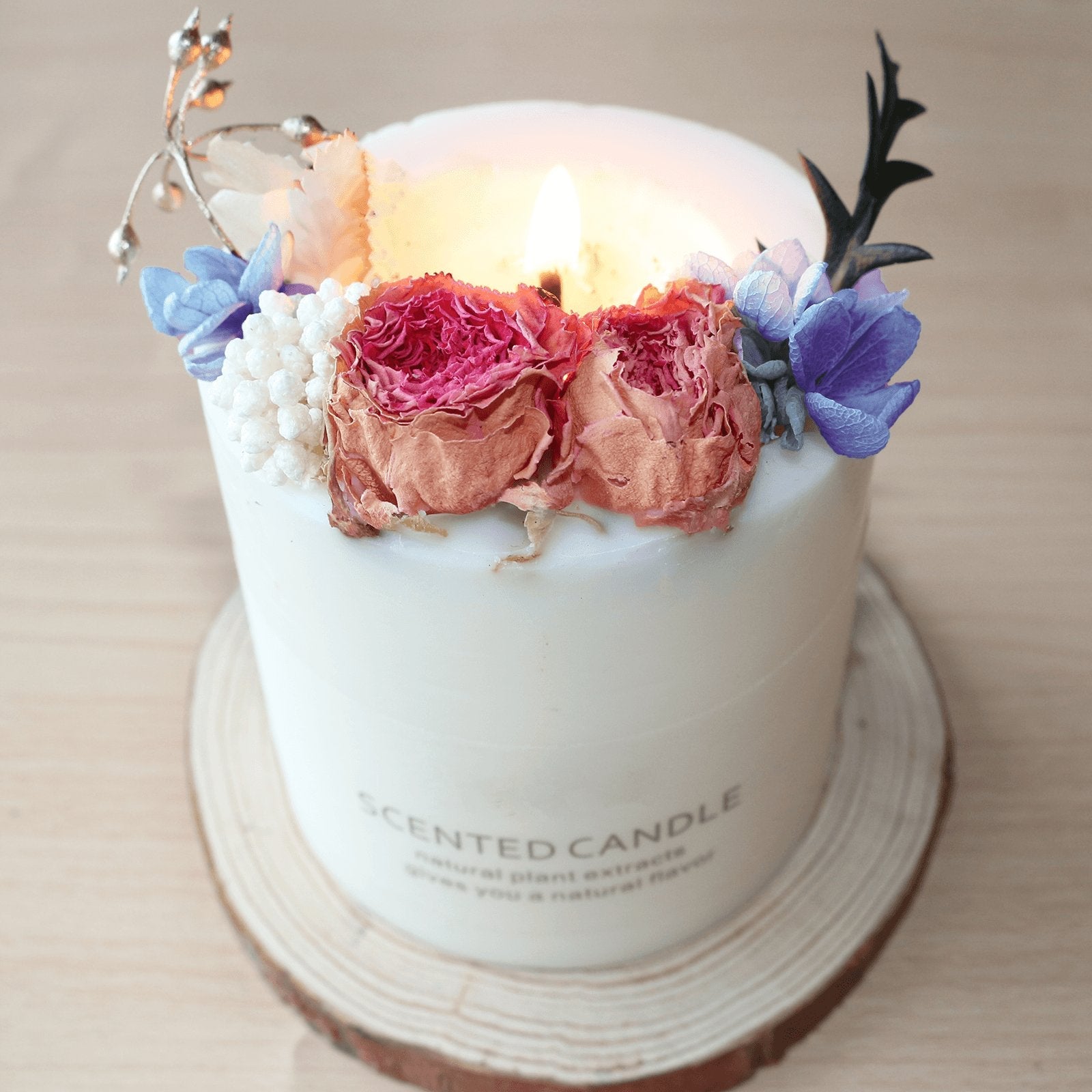 Natural soy scented pillar candles, luxury non toxic white bathroom candle, scented wax romantic rose jar candles aesthetic decorative gifts for women, home - uniqicon