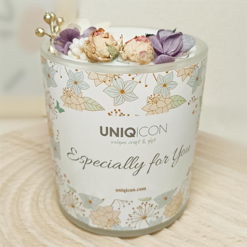 Natural soy scented pillar candles, luxury non toxic white bathroom candle, scented wax romantic rose jar candles aesthetic decorative gifts for women, home - uniqicon