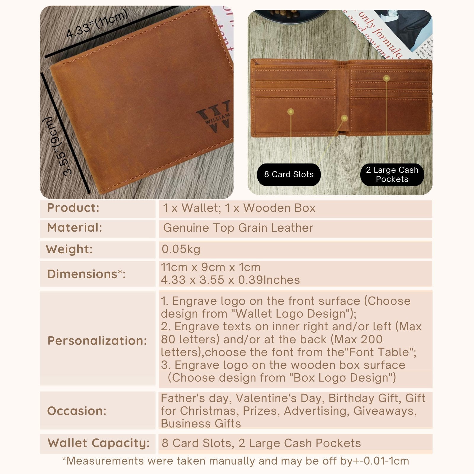 Personalised Leather Slim Credit Card Mens Wallets Custom Hombres Rfid Minimalist Men'S Carteras Para Billeteras De Front Pocket Wallet Gifts For Men Boyfriend - uniqicon