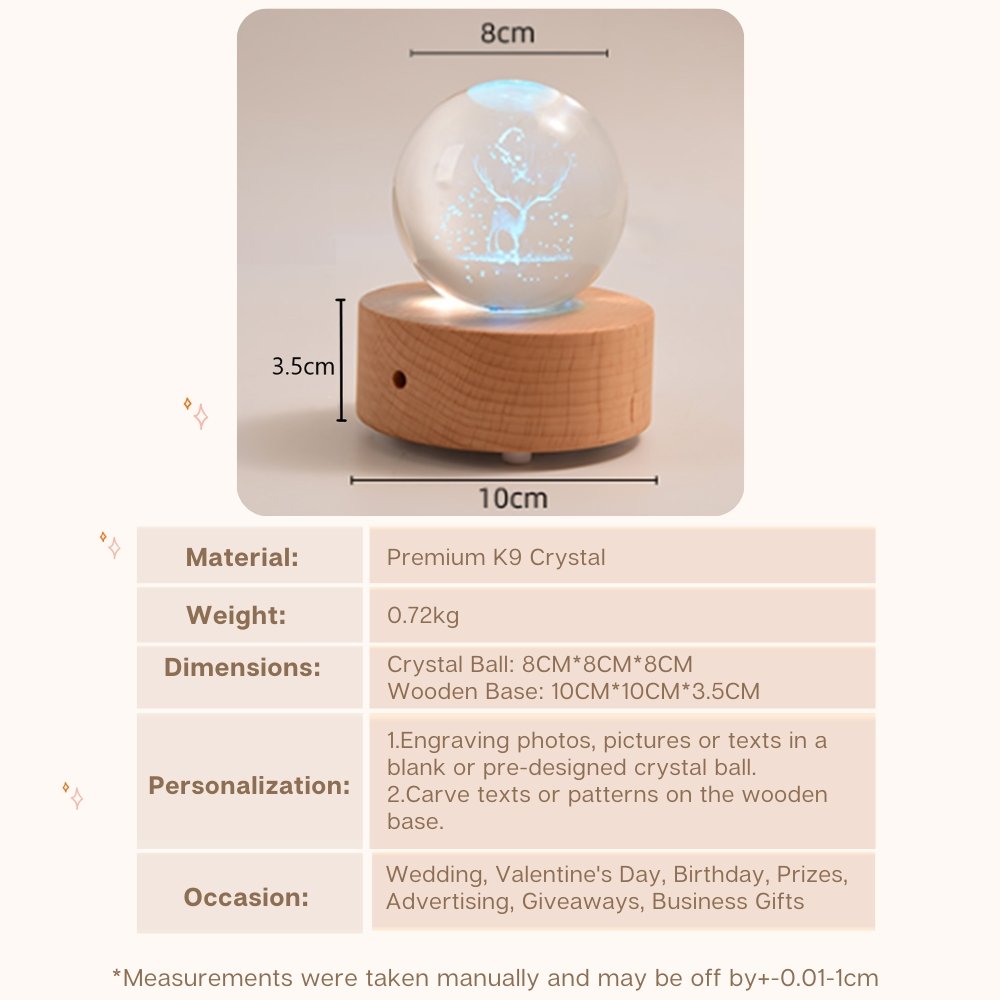 8 Pictures Rotating Glass Crystal Ball with Light (Automatic) - Giftsonbike