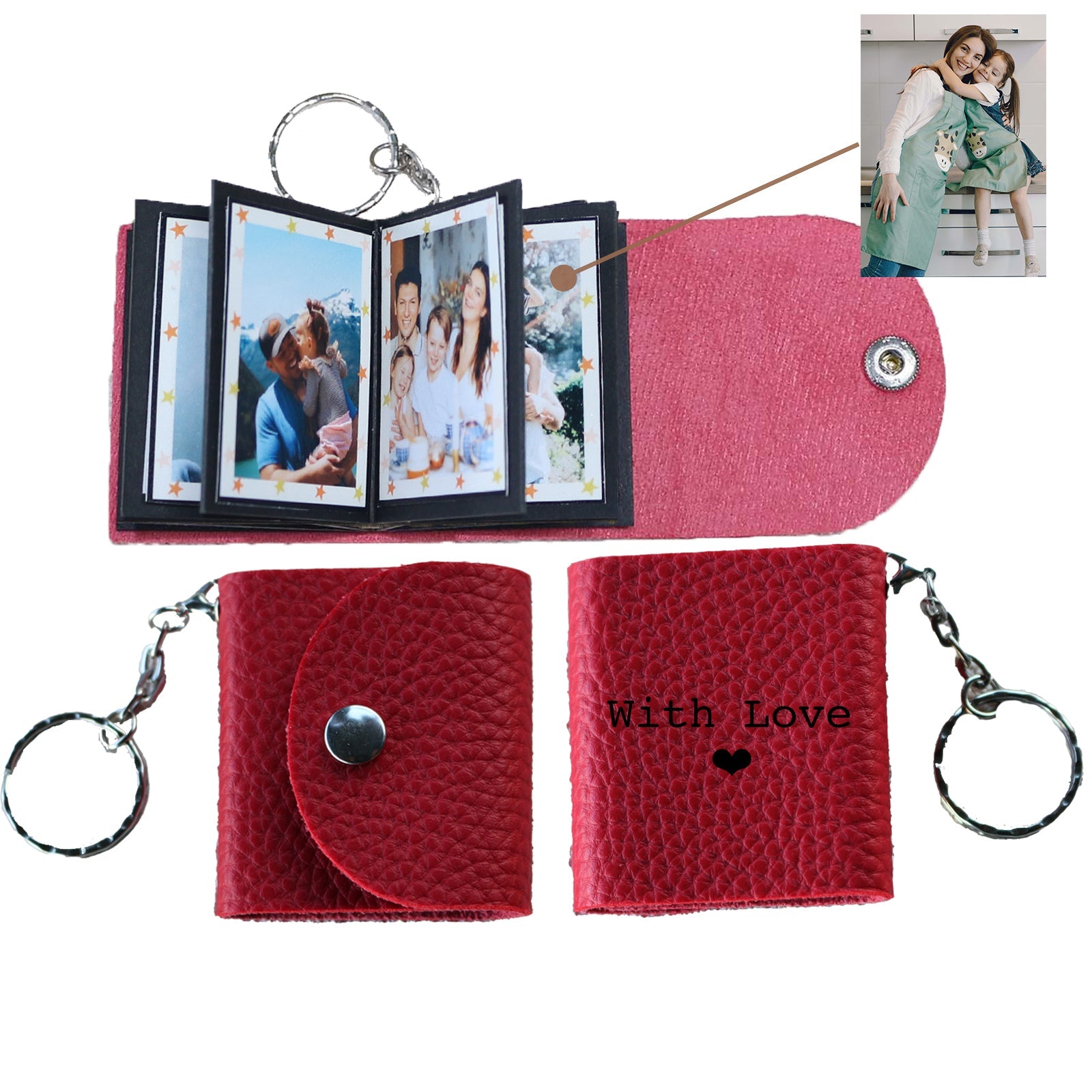 Customized 10 Photo Album Photo Keychain Personalized Red Leather Photo  Album Keychain Pendant Creative Gift For Familys Friends - AliExpress