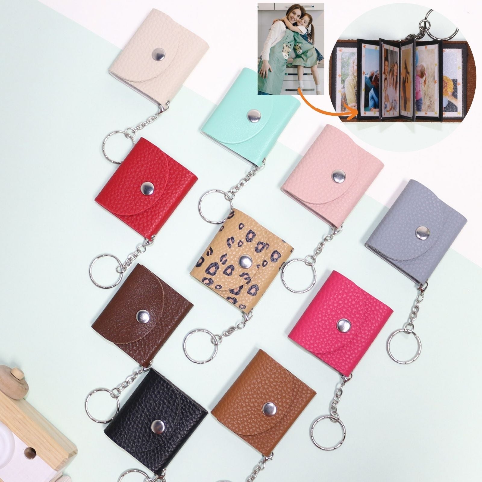Small Photo Album Mini Photo Card with Keychain Collect Name Card Stickers  Holder Portable Keyrings Photo Book
