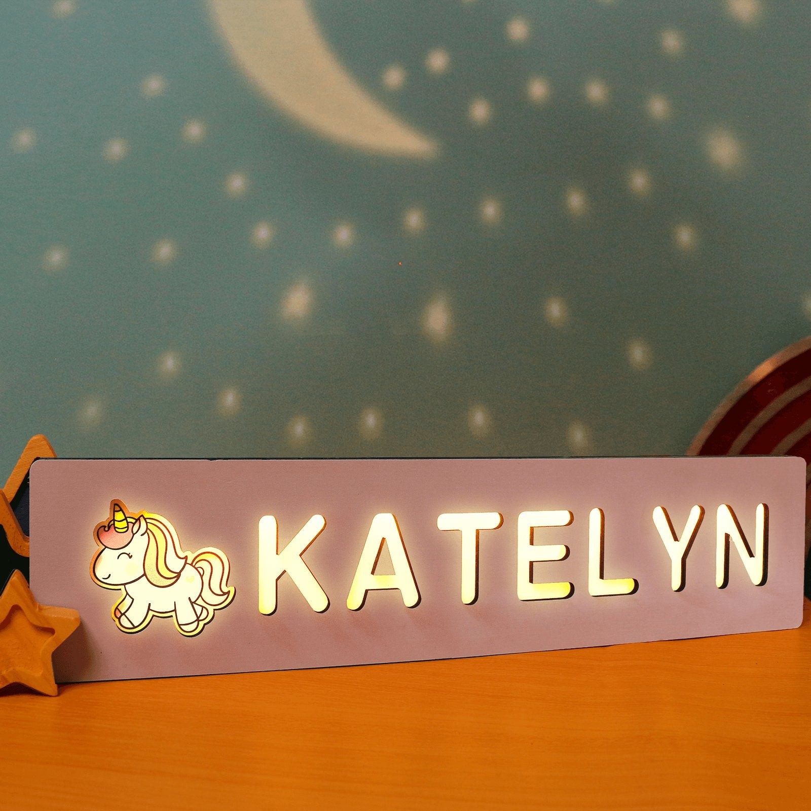 Personalized wooden letter Night Light, cute led letter light up Engraved Hollow out design, Custom Name text Letter Lamp Decor Gift for Kids Couples Friends Girlfriend Boyfriend - uniqicon