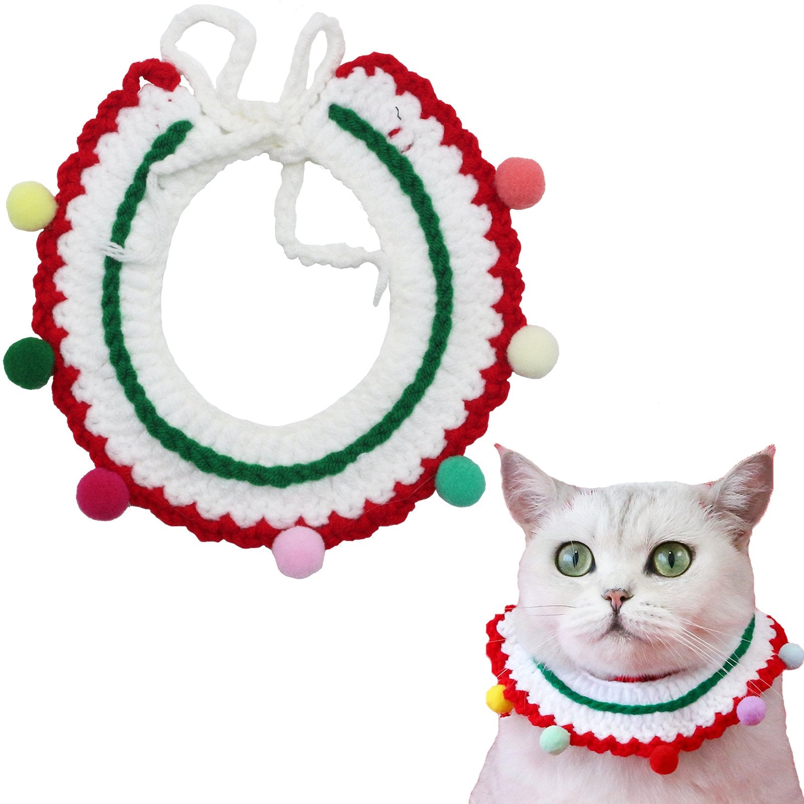 Uniqicon Santa Cat Hat Christmas Costume Dogs Hats Costumes Pets Scarf Outfit Xmas Suit Handmade Knitted Cosplay Pet Clothes Suitable for Large, Medium, and Small Breed - uniqicon