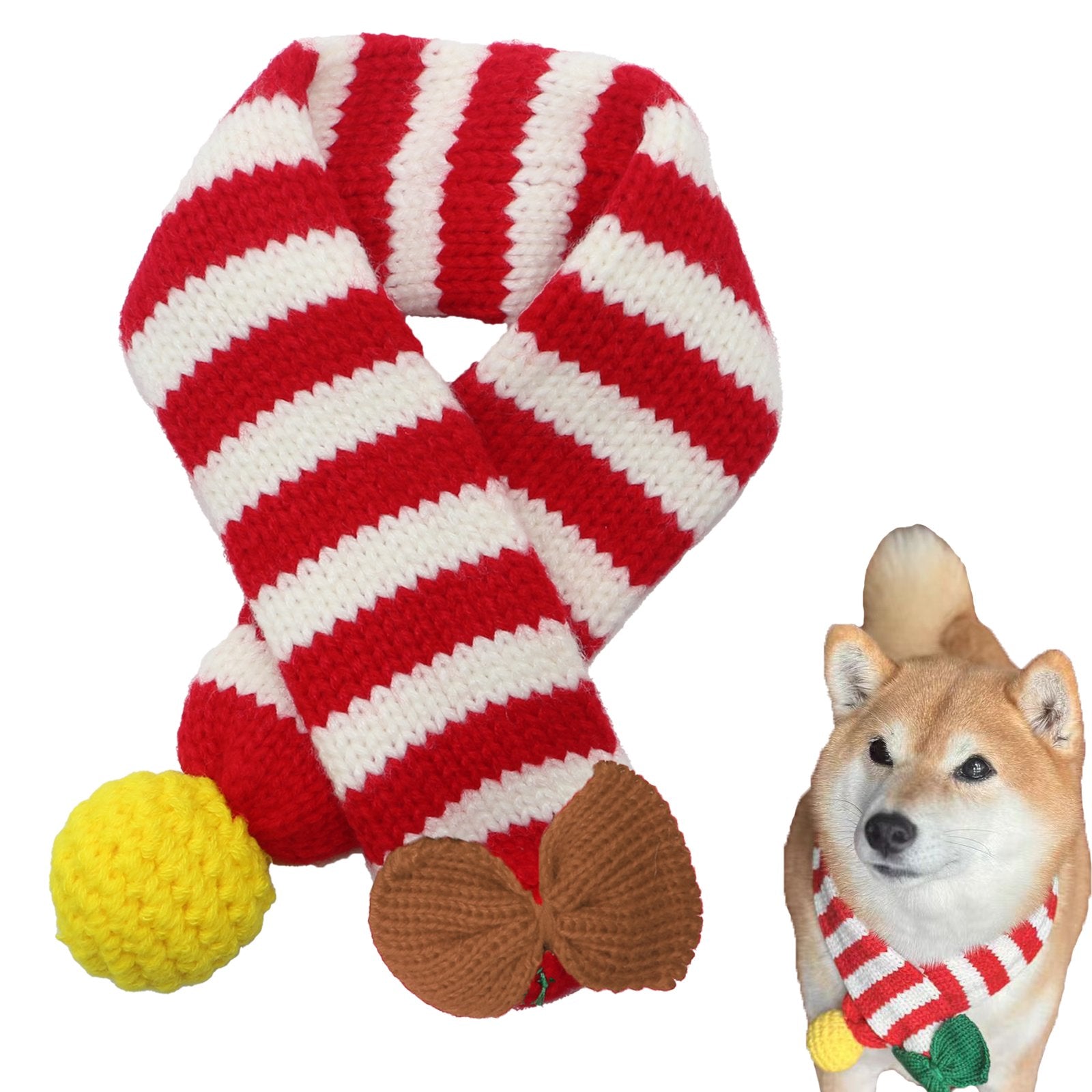 Uniqicon Santa Cat Hat Christmas Costume Dogs Hats Costumes Pets Scarf Outfit Xmas Suit Handmade Knitted Cosplay Pet Clothes Suitable for Large, Medium, and Small Breed - uniqicon
